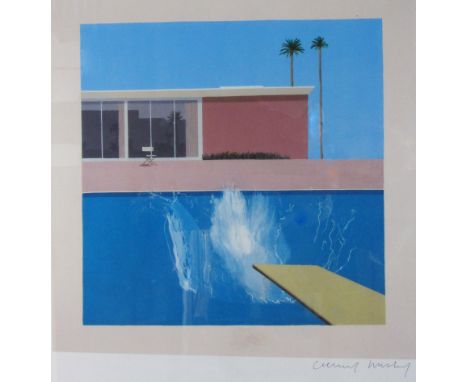 After David Hockney (British 1937-): 'A Bigger Splash', chromolithographic poster signed in pen 70cm x 50cmProvenance: from t