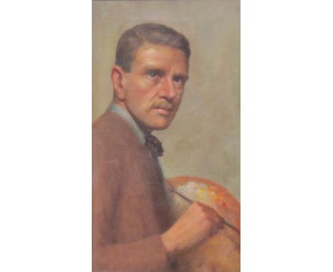 Reginald Henry Campbell (British 1877-): Self Portrait of the Artist, oil on canvas unsigned 45cm x 24cm   Condition Report  