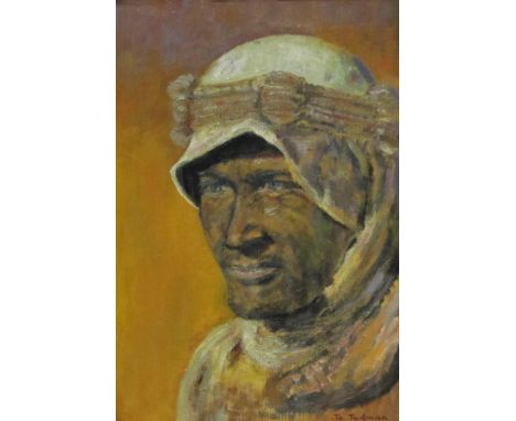 Jo Tedman (20th century): Portrait of Peter O'Toole as Lawrence of Arabia, 1960's oil on panel signed 36cm x 25cm   Condition