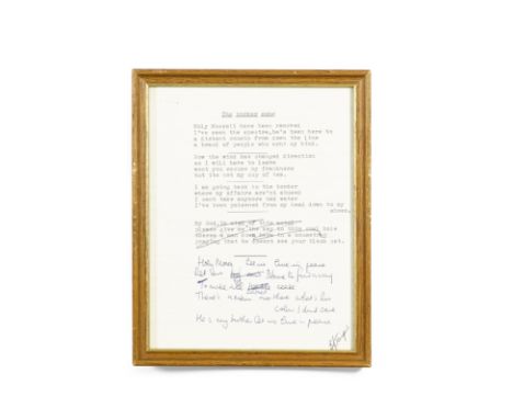 Bernie Taupin's original lyrics to the early Elton John hit, 'The Border Song,' with annotations by Elton JohnTyped Manuscrip