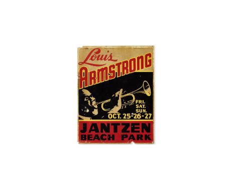 A Louis Armstrong Jantzen Beach Park Concert Poster1946oversized window card for 3 shows in Portland, OR from October 25-27. 