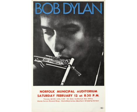 A Bob Dylan Norfolk Municipal Auditorium Concert Handbill1966printed on paper, for a show in Norfolk, VA on Saturday February