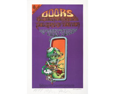 A Limited Edition Doors West Evans Concert Poster FDD-18 Signed by Three Members Of The Doors And Artist Rick Griffinoversize