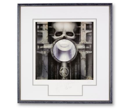 A Signed Print Of The Cover Of The Emerson Lake And Palmer Album Brain Salad Surgerymid 1990soversized lithograph bearing the