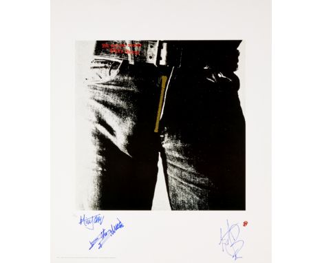 A Rolling Stones Signed Limited Edition Print Of The Album Cover Sticky Fingersmid 1990soversized color lithographic print of