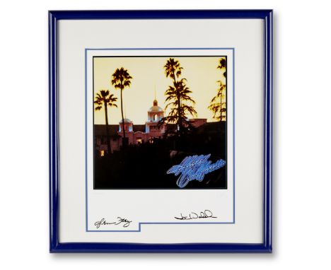 Glenn Frey And Joe Walsh Signed Print Of The Album Cover for the Eagles' Hotel Californiamid 1990soversized color lithograph 