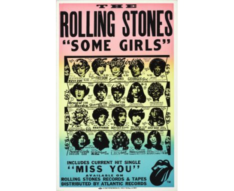 A Rolling Stones Promotional Poster For The Album Some Girlswindow card with colorful 'split fountain' design similar in styl