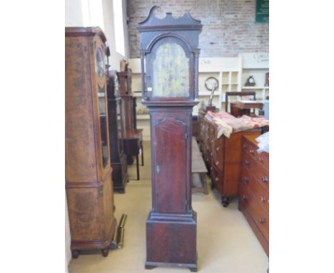 A 19th century mahogany eight day longcase clock with a brass arched 12" dial, signed The Bullock Bath Tempas Fugit, striking