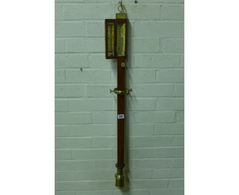 An early 19th century mahogany marine stick barometer by Spencer Browning and Russ of London with a foldout thermometer with 