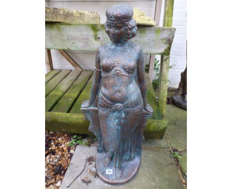 A bronzed statue in the Art Deco style of a female in diaphanous robes - Height 75cm 