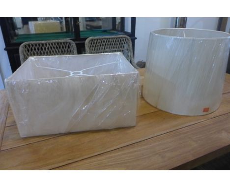 A new drum lamp shade - 38cm x 40cm - and a rectangular shade - 21cm x 56cm x 37cm