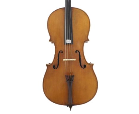 Violoncello labelled Dvorak, Prague, the two piece back of faint medium curl with similar wood to the sides and head, the tab