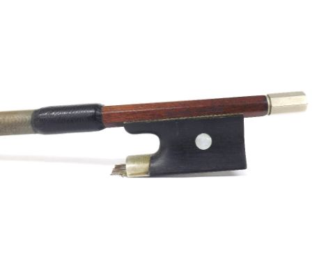 Nickel mounted violin bow stamped R. & M. Millant a Paris, 56gm (without hair)