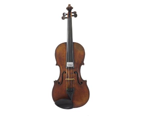 Late 19th century Mittenwald violin branded Duke below the button, 13 15/16", 35.40cm