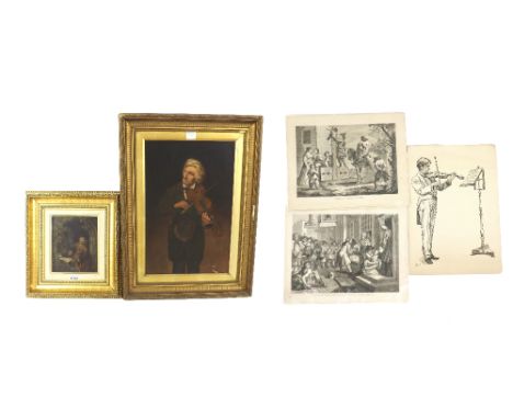 Two black and white prints after William Hogarth - Hudibras (plate XI) and Industry & Idleness (plate VI), both 7.5" x 10.5";