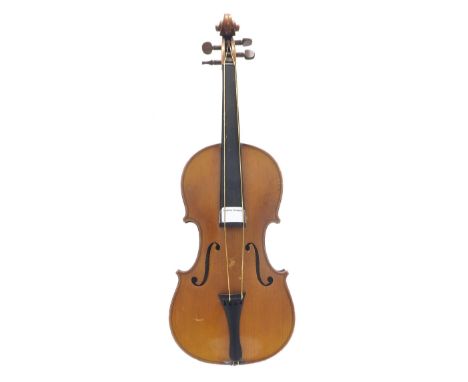 French three-quarter size Stradivarius copy violin, 13 3/16", 33.50cm