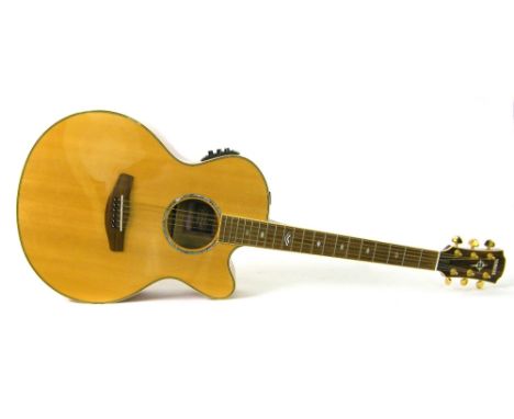 Yamaha Compass Series CPX900 NT electro-acoustic guitar, ser. no. QN0021123, natural finish, electrics appear to be in workin