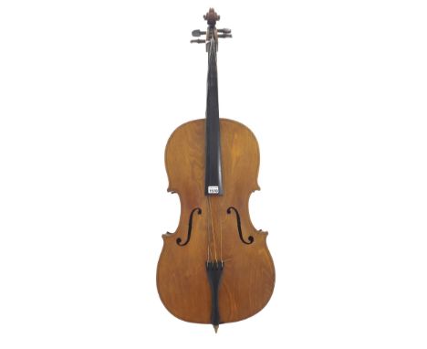 Early 20th century three-quarter size violoncello labelled E.R. Voigt & Son Limited, London and bearing the Voigt eagle logo 