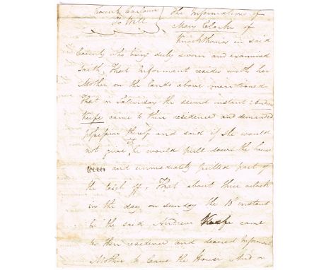 1813 and 1822. Agrarian unrest in Ireland. Documents relating to "The Moll Doyles" 1813 (10 June) statement in the hand of Wa