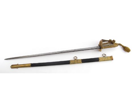 Edward VII Naval officer's sword, retailed by Vesey, Portsmouth A Royal Navy officer's sword the single edge fullered blade w