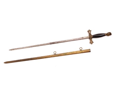1860s Knights of St. Patrick, ceremonial sword. The ceremonial sword of an officer of the fraternal society. The cast brass c