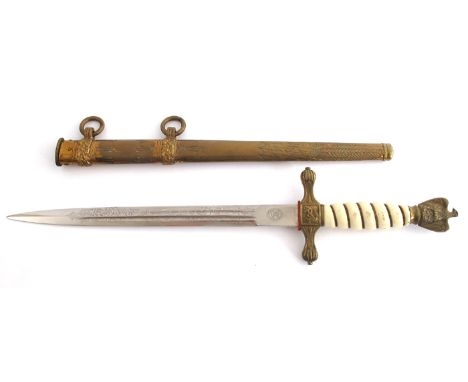 1939-1945 Third Reich Kriegsmarine Dagger A Kriegsmarine officer's dagger by Emilvoos, Soligen the double edged bi-fullered b