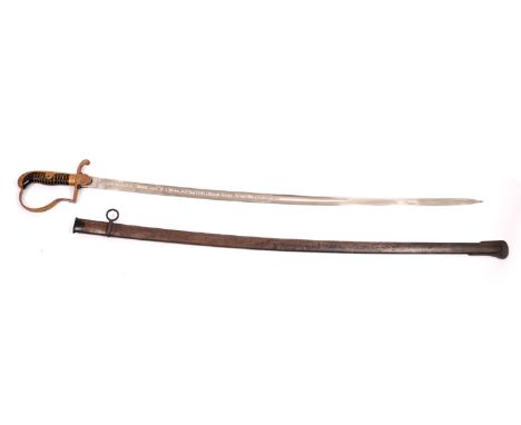 1939-1945 German Third Reich, artillery officer's sword The wire bound grip, brass guard with acorn and oak leaf design, a We