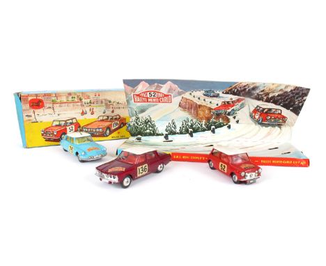 Corgi Toys Gift Set 38, Rallye Monte Carlo A scarce Corgi Toys Gift Set. No.38 Comprising a B.M.C. Mini Cooper-S in red with 