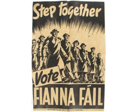 1948 General Election Fianna Fail poster A black and white poster depicting ranks of men and women marching in step with the 