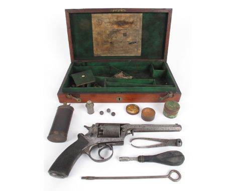 Cased revolver by Deane, Adams and Deane, London. A 19th Century Adams`s Patent Double-Action Central-Fire Breech Loading Fiv