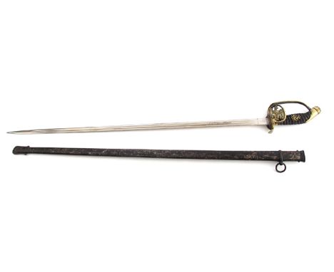 1889 pattern Prussian cavalry sword The double fullered, slightly curved blade etched for W.K.&C. Olstenhaus, the grip with W
