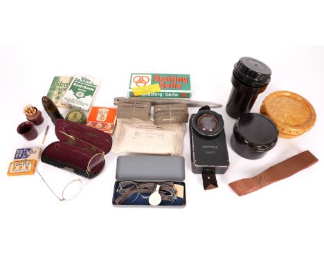 1939-1945 German Third Reich, Wehrmacht soldier's personal kit items. Includes, two packs of playing cards, tyre band for hel