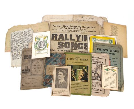 1917 - 1920 Thomas Ashe & Terence MacSwiney commemorative cards and a collection of patriotic songs. A collection of four pri