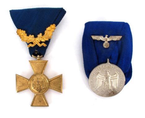 1939-1945 German Third Reich 40 Years Long Service Award and 4 Years Long Service Award. (2) The 40 Years award comprising a 