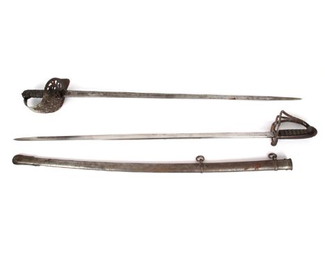 19th century British swords. (2) An 1821 pattern Light Cavalry trooper's sabre, with steel scabbard; and an 1895-pattern Infa