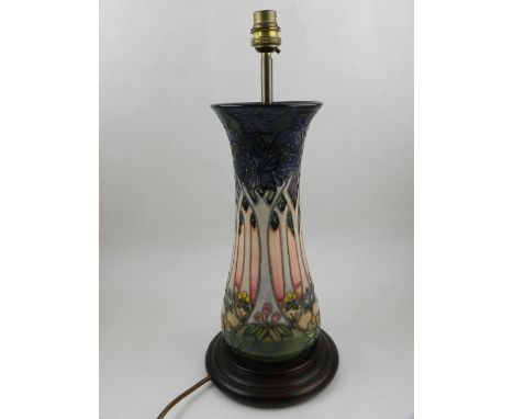 A late 20th century Moorcroft table lamp of waisted baluster form, H. 33cm.