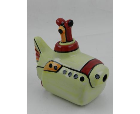 Lorna Bailey, England. A ceramic tea pot in the form of the Beatles' 'Yellow Submarine'. H: 16cm