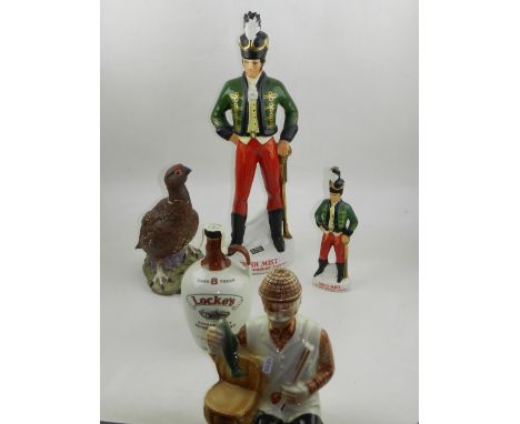 Five various ceramic whiskey decanters, to include a Royal Doulton 'Famous Grouse' example.