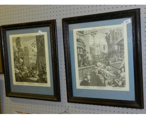 After W Hogarth, two engravings of Gin Lane and Beer Street, together with sundry prints and pictures