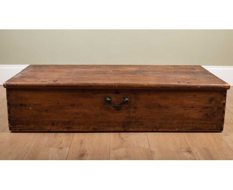 A pine underbed storage box 116cm wide x 58cm deep x 26cm high together with a group of wooden collectables to include a larg