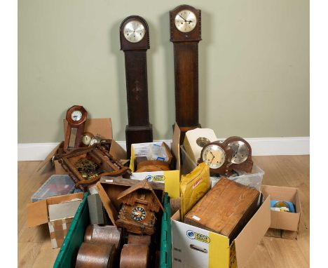 A large number of mantle clocks, wall clocks and time pieces, with various parts, all for resoration, spares or repair, to in