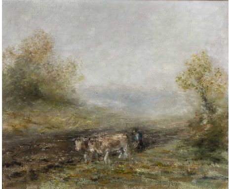 R * Portais (?)
Landscape with oxen and plough, inscribed verso and dated 1951, oil on canvas, 44.5 x 54cm