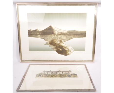 Two contemporary late 20th century hand coloured lithograph &amp; printed pictures.&nbsp;The lot to include 'Seaside Cottages