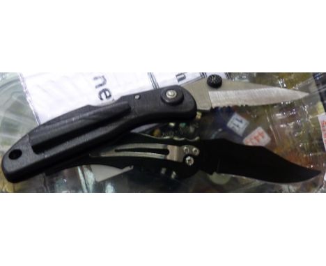 Folding W50 knife and another, longest blade L: 70 mm. P&amp;P Group 2 (£18+VAT for the first lot and £3+VAT for subsequent l