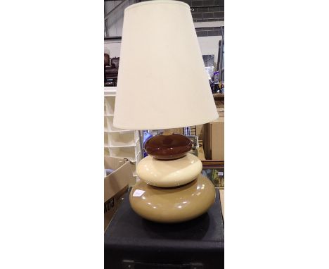 Ceramic table lamp with pebble type stem, H: 35 cm. All electrical items in this lot have been PAT tested for safety and have