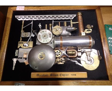 Framed Steampunk model of The Marshall Steam Engine, 50 x 35 cm. Not available for in-house P&amp;P 