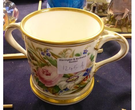Twin handled presentation mug to Thomas Cunliffe of Haydock, born Feb 10th 1841. P&amp;P Group 3 (£25+VAT for the first lot a