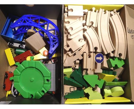 Wooden Brio type train set (in two boxes). P&amp;P Group 2 (£18+VAT for the first lot and £3+VAT for subsequent lots) 