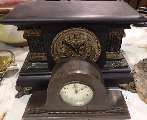 Slate mantle clock and a further mantle clock converted to electric. Not available for in-house P&amp;P 