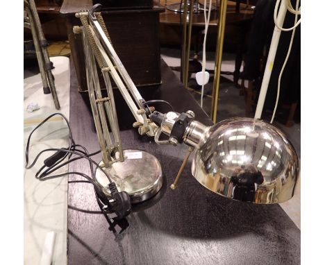 Chromed Anglepoise type lamp, H: 60 cm. All electrical items in this lot have been PAT tested for safety and have passed. Thi